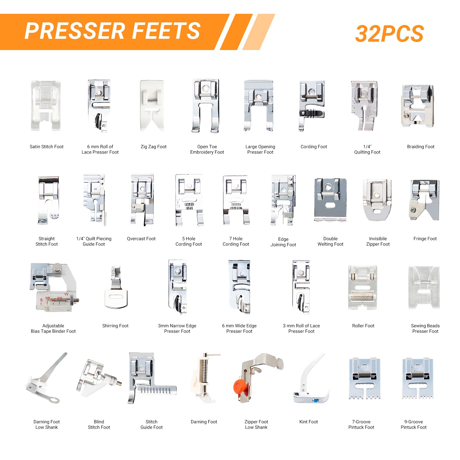 Zipper Foot Presser - 32 in 1 다기능 재봉틀 프레서