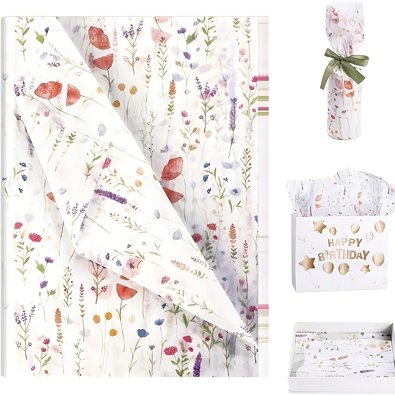 Pattern Tissue Paper - 20장 라벤더 프린트 선물 포장지, 14x20인치