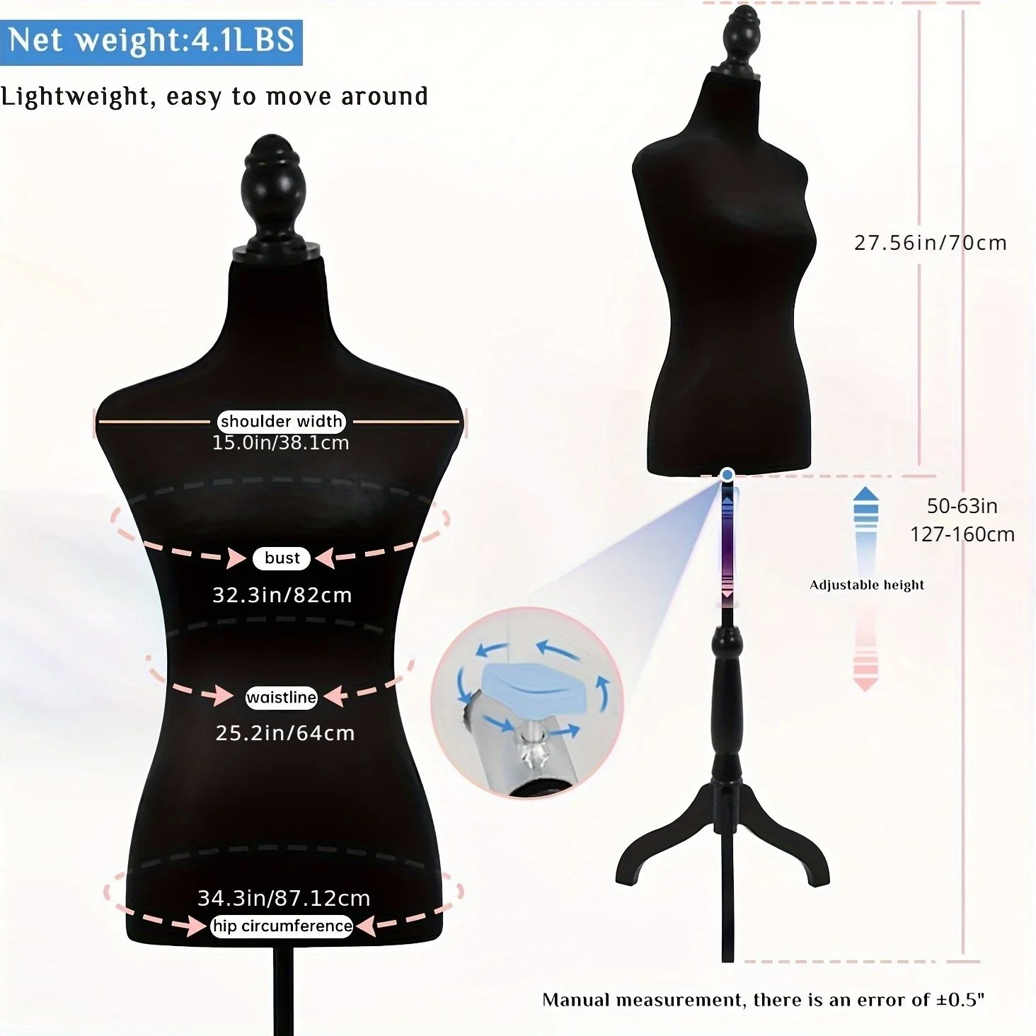 반신 마네킹 드레스 폼, 여성 의류 전시 스탠드, 조절 - Dress Form Mannequin 리뷰 및 가격