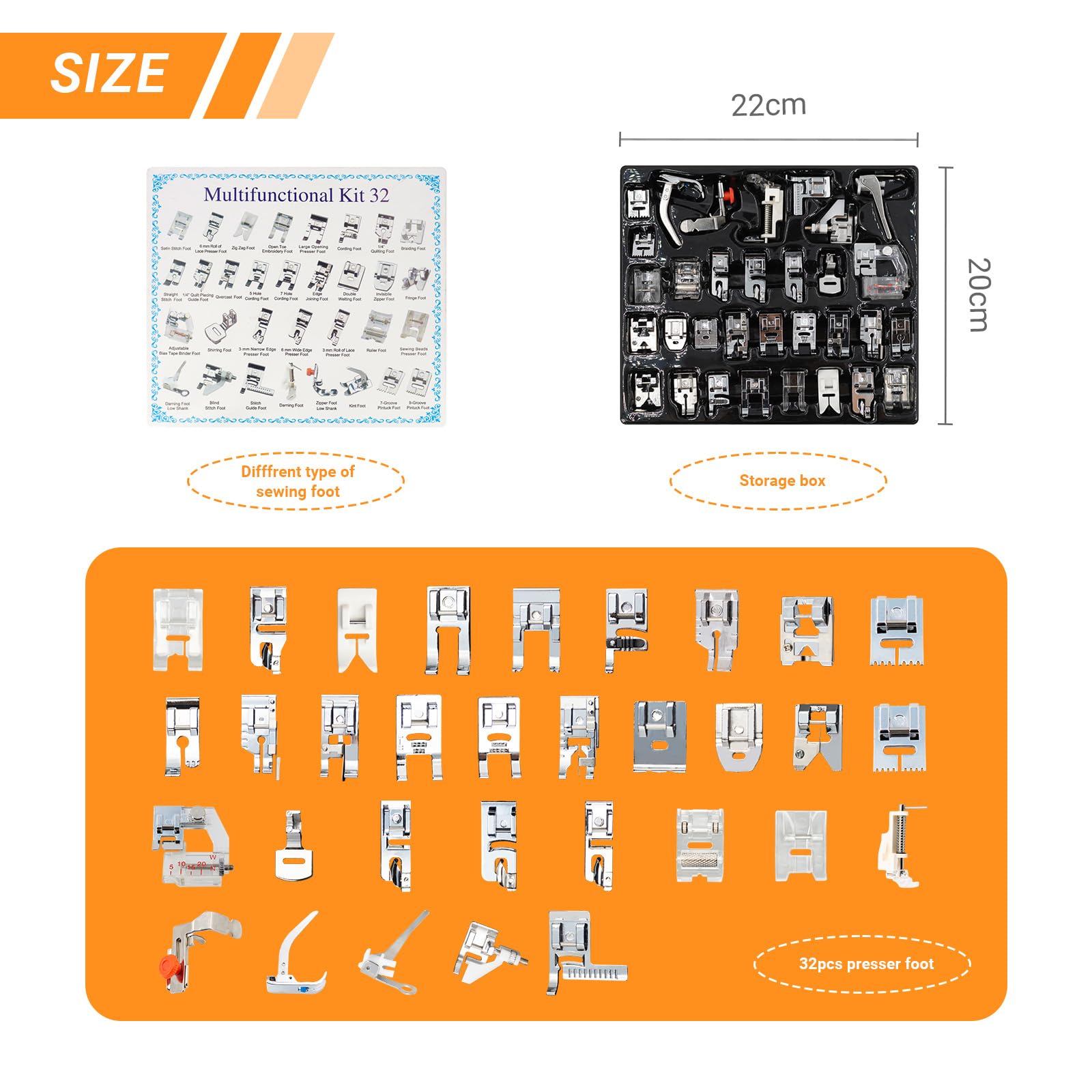 32 in 1 다기능 재봉틀 프레서 풋 키트 |   퀼 - Zipper Foot Presser 리뷰 및 가격