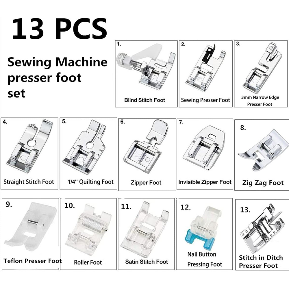 13 개/상자 노루발 세트 롤러 발 Invisi 지퍼  - Zipper Foot Presser 리뷰 및 가격